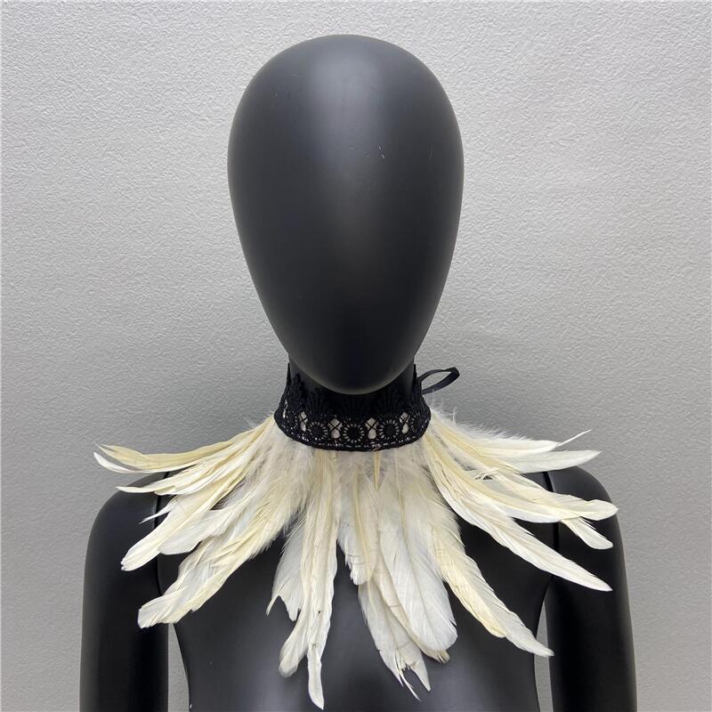32 см Роскошный панк-перо чокер кружевное перо ожерелье готический перо шарф