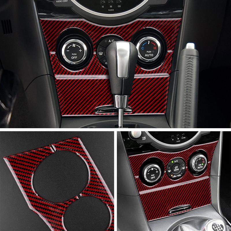 For Mazda RX-8 2004 2005 2006-2011 AC Knob & Storage Box Real Carbon Fiber Anti-Scratch Wear Resistant Interior Car Accessories