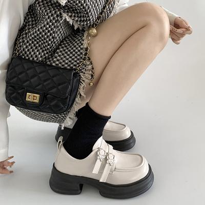 Французский ретро британский стиль платформа маленькие кожаные туфли женские 2025 новый летний юбка черный универсальный толстый каблук одинарные туфли