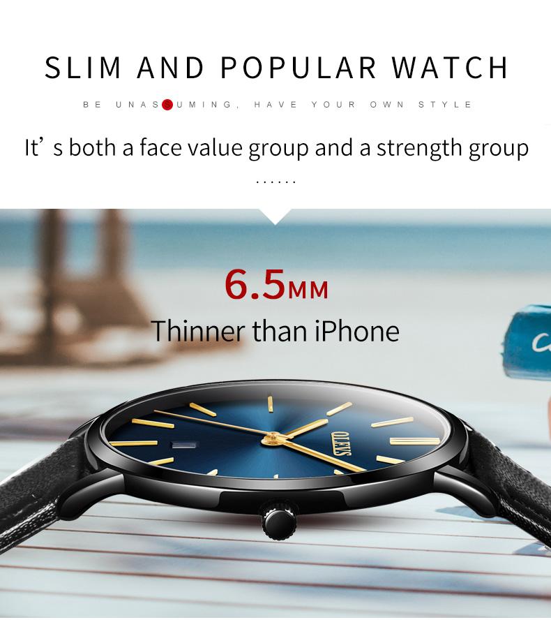 Original OLEVS Quartz Watch for Men Waterproof Men's Watch 6.5mm Ultra Thin Date Leather Strap Wristwatch Men Business Watch