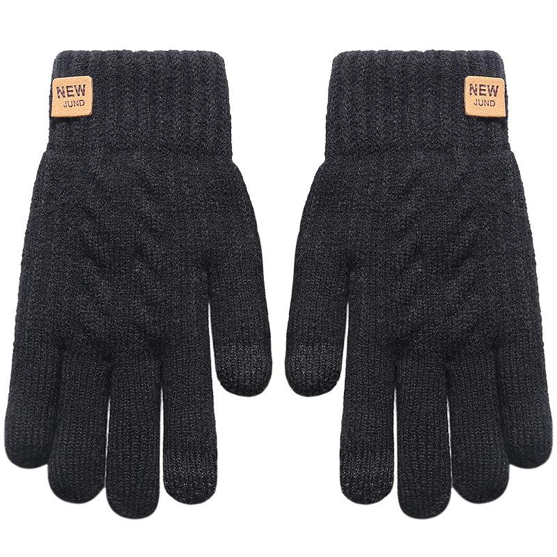 Женские зимние утолщенные двухслойные вязаные перчатки оптом плюс бархатные холодостойкие и теплые однотонные перчатки для сенсорных экранов