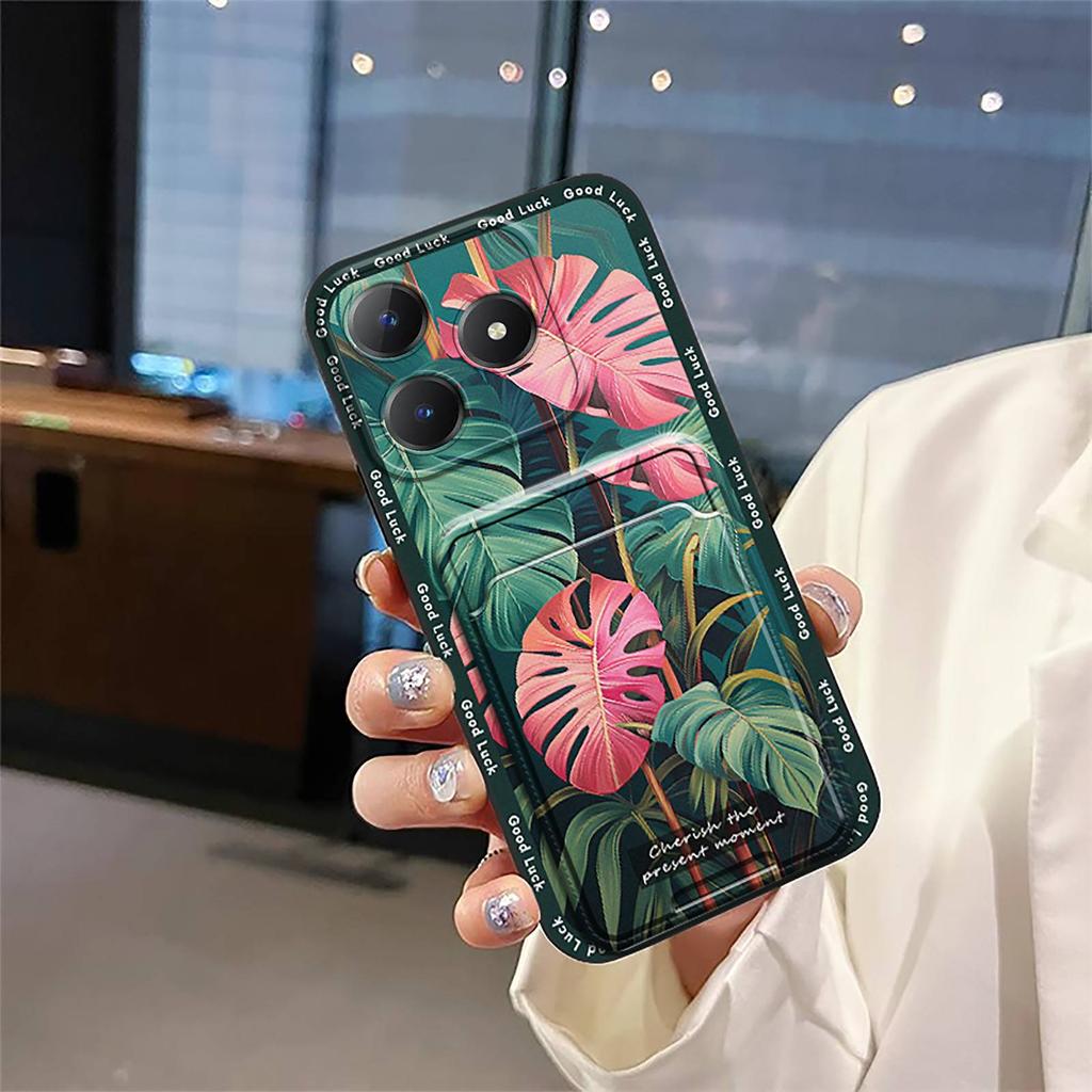 Грязеотталкивающий чехол для телефона со слотом для карт для Realme C63 4G/C61 4G защитный Модный дизайн Противоударный Граффити Мягкий чехол ТПУ