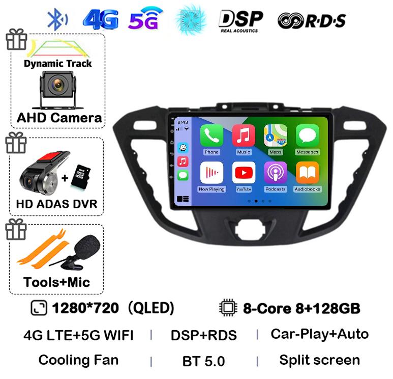 Android 14 Auto Carplay Car Radio For Ford Transit Custom 2013-2018 Multimedia Video Player Navigation GPS 4G+WIFI Stereo Audio