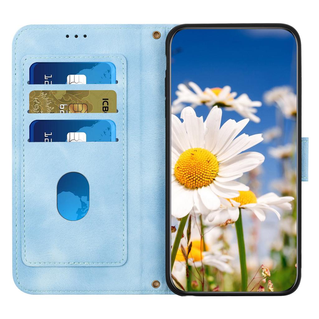 For iPhone 16 Case Flower Pattern PU Leather Phone Cover with Card Slots
