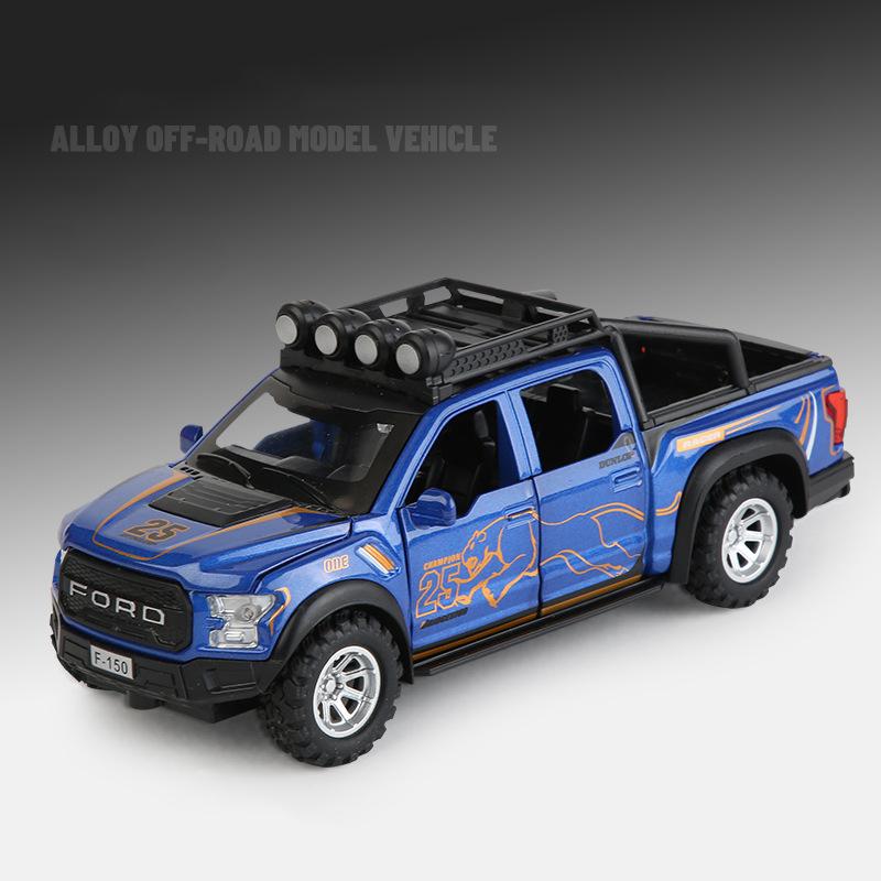 1/32 Ford F150 Raptor Alloy Car Model Sound and Light Pull Back Children's Toy Collectibles Birthday Gift