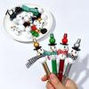 Winter Theme Stationery Supplies 8PCS Christmas DIY Beadable Pens Kit, Snowman Wooden Beads Stationery, Creative Office Desk Accessories Smooth