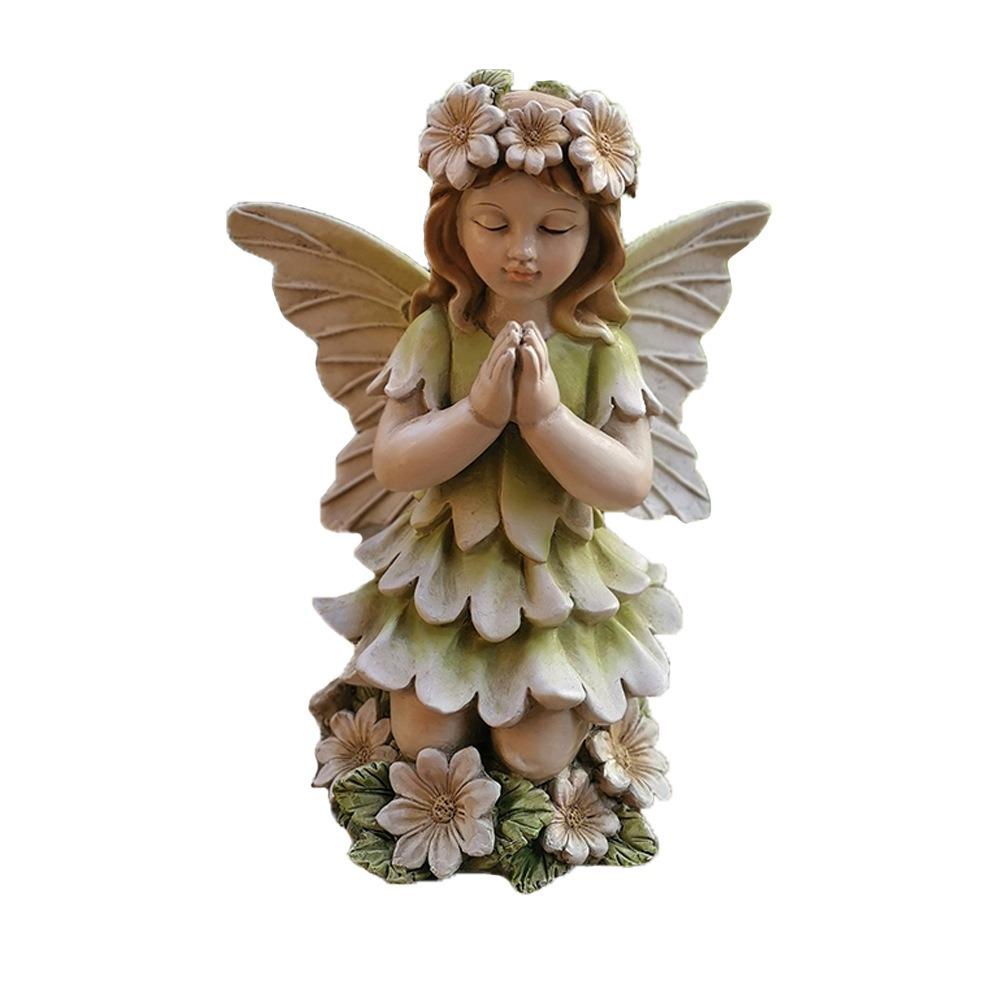 Crafts Resin Flower Fairy Statue Antique Cute Angel Sculpture Handmade Exquisite Garden Miniature Figurine Festive Atmosphere