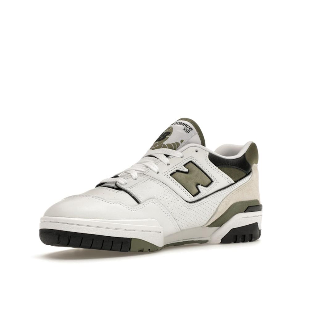 New Balance 550 White Dark Olivine Мужские кроссовки черные BB550DOB