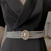 Elastic Metal Buckle Flower For Girls Dress Decoration Faux Pearl Korean Belt Women Waistband