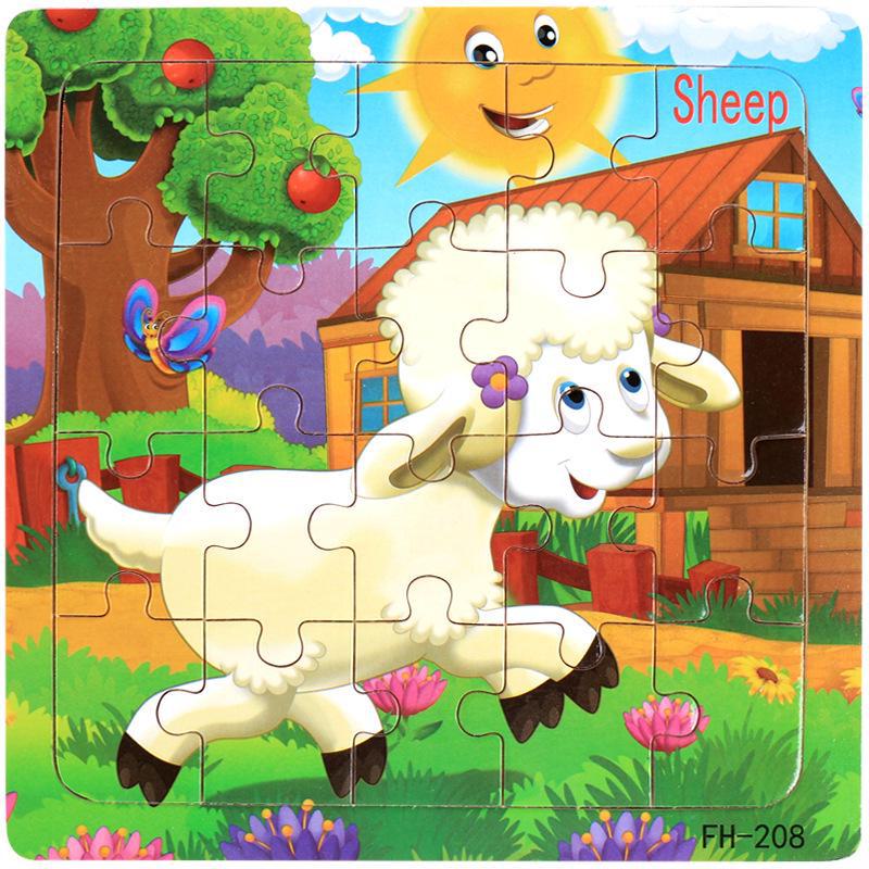 20-Piece Wooden Animal Cartoon Puzzle for Children Ages 3-7: Educational Early Learning Toy