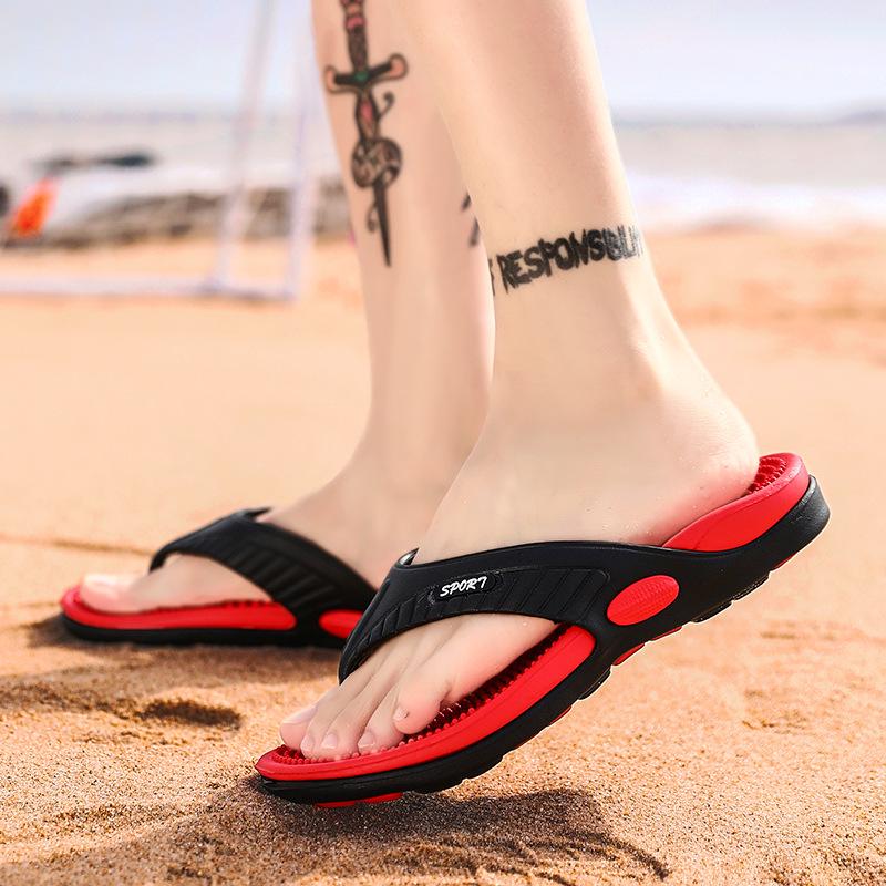 Sandals and Slippers Couple Flat-bottomed Home Slippers Fashion Outer Wear Massage Flip Flops Casual Slippers