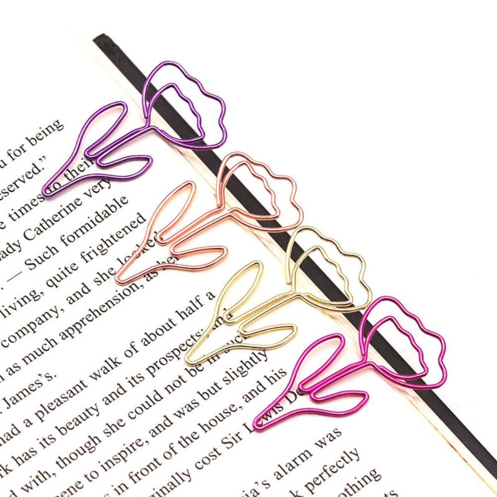 10PCS/Set Metal Flower Paper Clip Colored Mini Paper Clip Creative Bookmark Clip Book Marking