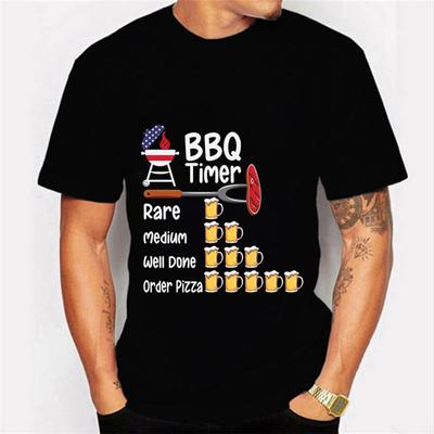 Рубашка BBQ TIMER Мужская футболка с принтом BEER Свитшот с коротким рукавом Летняя футболка Пуловеры Топы Большие дышащие футболки Рубашка