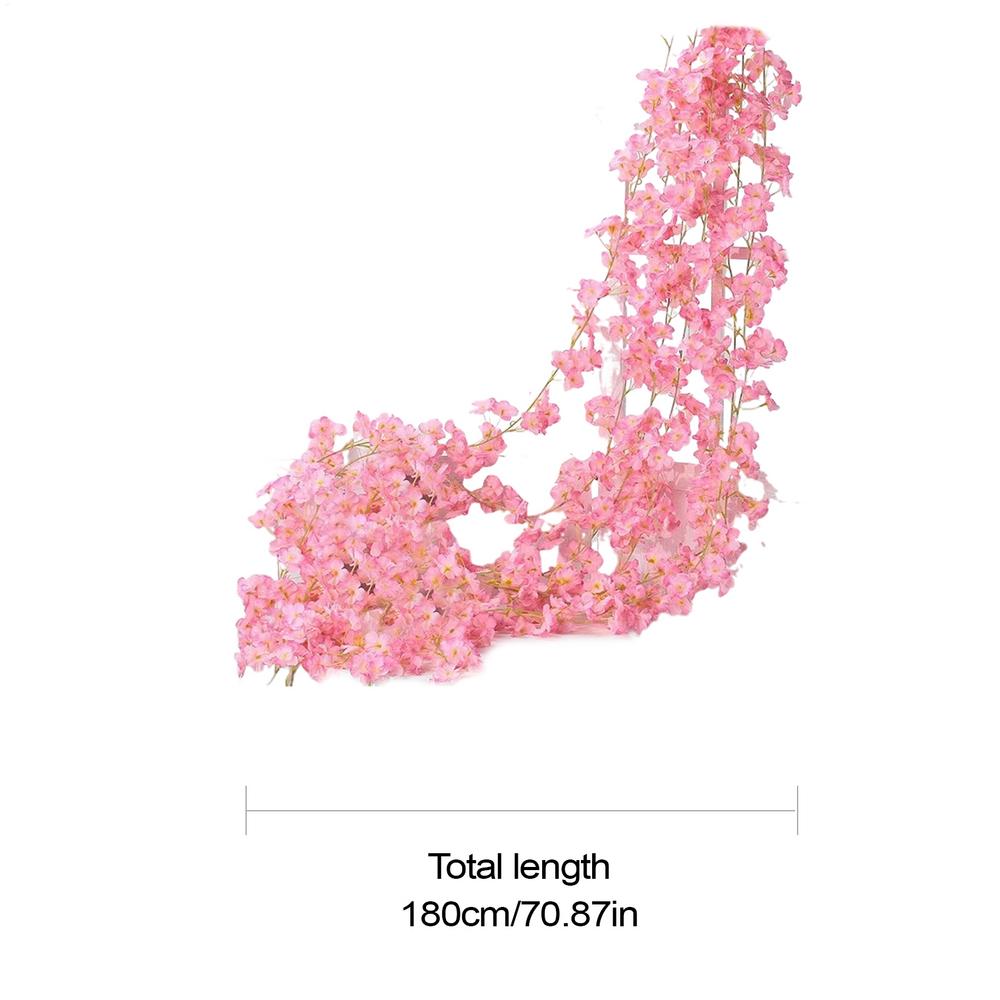Artificial Cherry Flower Branches Faux Cherry Flower String Faux Plants Garland Decoration For Garden Bedroom Wedding Party Arch