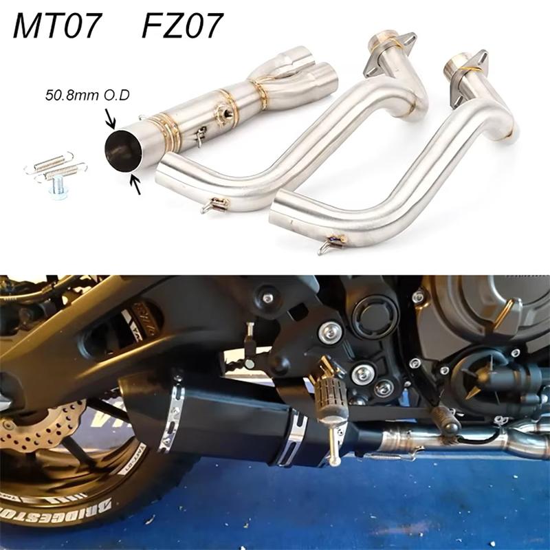 Для Yamaha MT-07 FZ-07 MT07 FZ07 XSR700 2014-2023 Мотоцикл Выхлопная система Передняя труба Глушитель Система Выпуск
