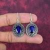 Серьги с синим сапфиром, серьги с драгоценными камнями ручной работы, серьги из цельного серебра 925 пробы, антикварные ювелирные изделия, для подарка на помолвку