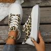 Мода Модные леопардовые кроссовки на платформе для женщин 2024 года, легкие нескользящие кроссовки для ходьбы, женские повседневные парусиновые туфли на шнуровке на плоской подошве