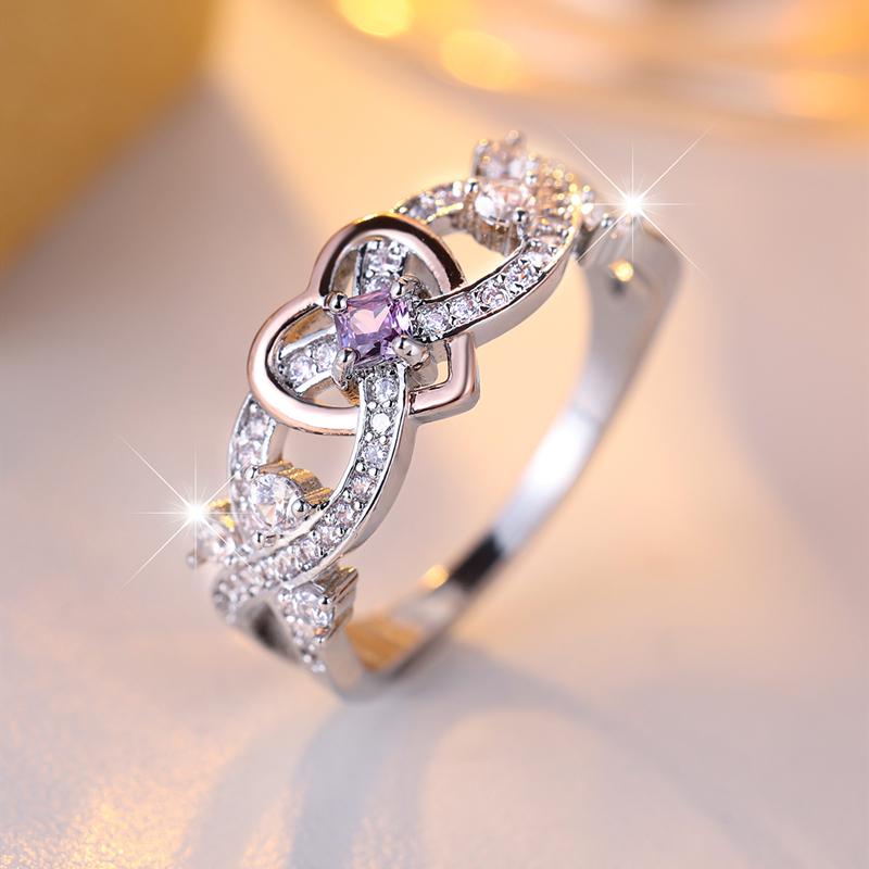 Романтическая любовь в форме сердца, обручальные кольца для женщин, блестящие белые свадебные кольца с фианитом, ювелирные изделия, подарок