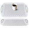 Plastic Serving Tray Rectangular Raised Rim Handles Non Slip Plastic Double Handles Non Slip Food Tray Restaurant Use