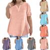 Girls Large Size T-Shirt Casual Gradation V-Neck Short Sleeve Pocket Top