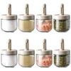 Glass Spice Container with Extendable Spoon, 300ml Capacity (8-Pack, Off-White), Airtight, for Condiments, Sugar, and Spices.