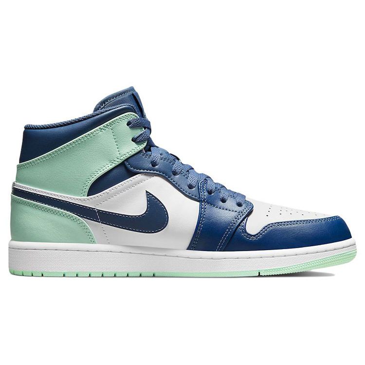 Мужские кроссовки Air Jordan 1 Mid Blue Mint Mystic-Navy Mint-Foam White 554724-413
