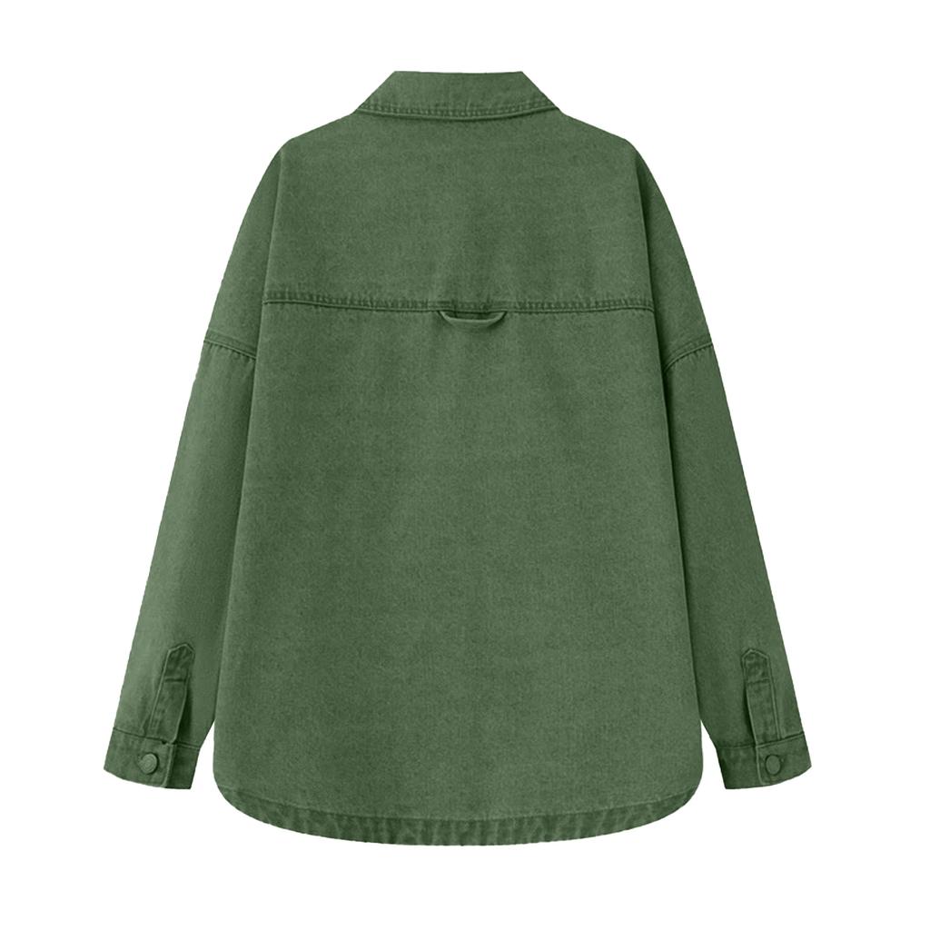 Женская мода Ретро Свободная Повседневная Джинсовая Куртка-Рубашка с Большим Карманом