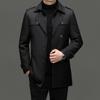 Winter New Men's Trench Coat Medium and Long Suit Collar Double-breasted Belt Slim-fitting Cotton Take-off Trench Coat