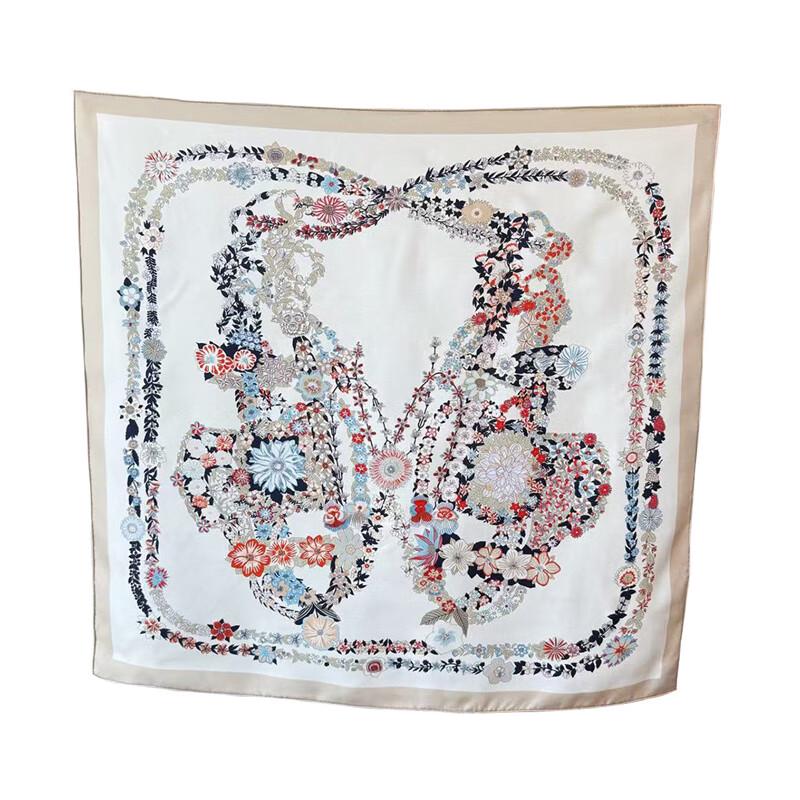 NINA SOLOR Floral Twill Silk Scarf