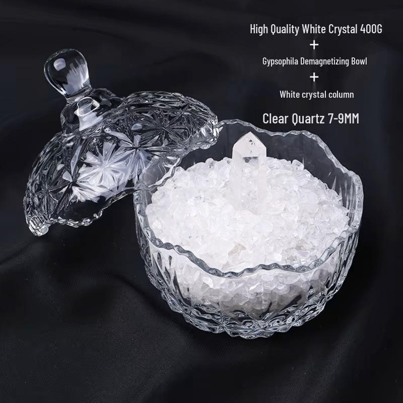 White Crystal Purification Bowl: Demagnetization Stone, Amulet Salt Container, Gem Glass.