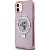 Etui do iPhone 11 Karl Lagerfeld Ring Stand MagSafe Różowe