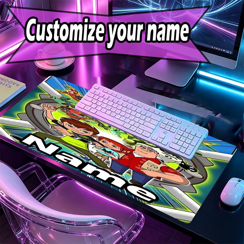 Custom Name Personalized Ben 10 Cartoon Pattern Mousepad, Laptop PC Desk Mat, Decorative Desk Mat for Home Keyboard Pad Gift