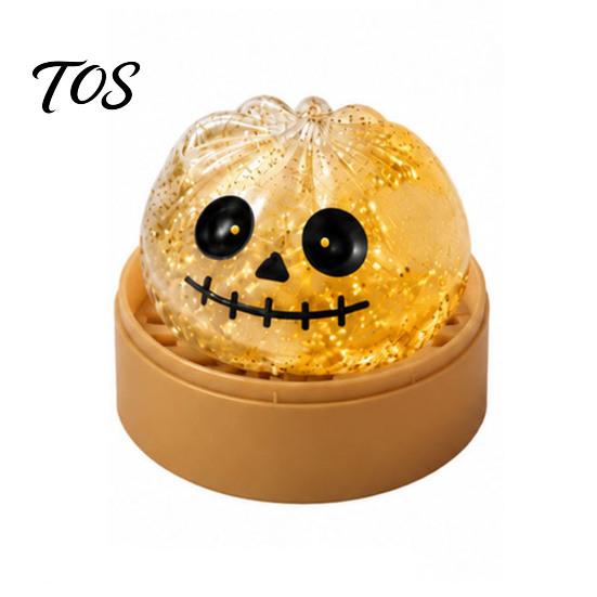 Stretchable Squeeze Toy Halloween Dumpling Stress Relief Toy, Cartoon Steamed Bun with Steamer, Sensory Ball Fidget Party Favors Anxiety Gadget
