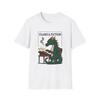 Unisex Softstyle T-Shirt Whimsical Dragon Typing At Vintage Typewriter