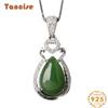 Tancise 925 Sterling Silver Classic Women Jade Necklace Pendant Zircon Fashion Gift