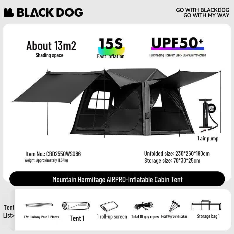 Blackdog Mountain Hermitage AIR Inflatable Cabin Tent with Canopy