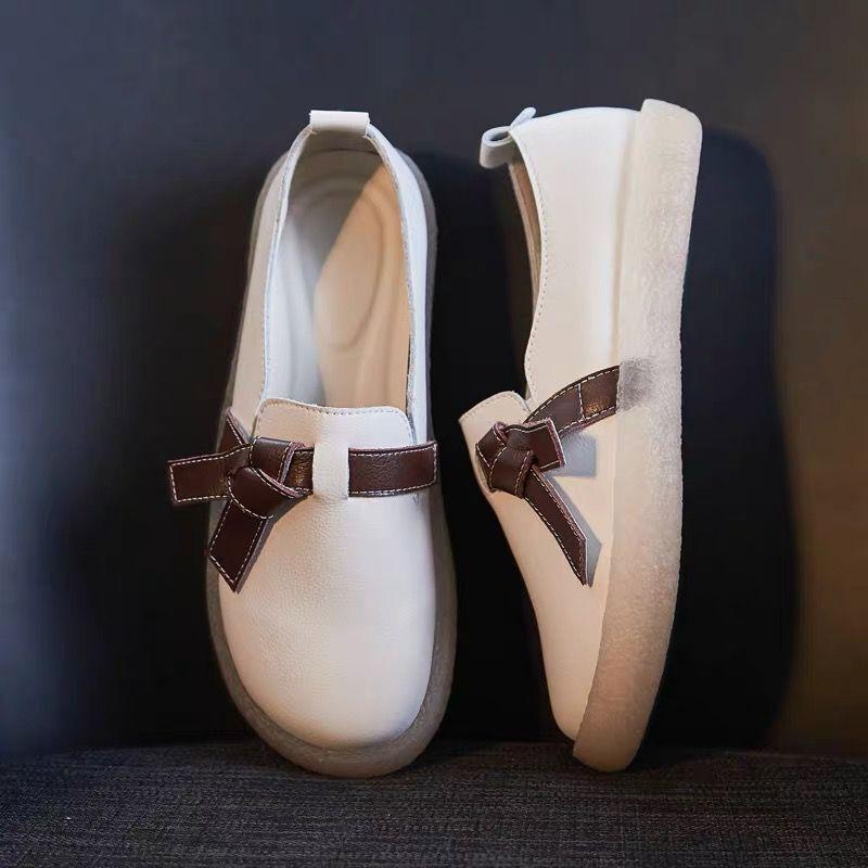 Женская обувь с круглым носком, белые женские туфли на высокой платформе с бантом, тенденции 2024 года, стильные, роскошные, осенние новинки 39