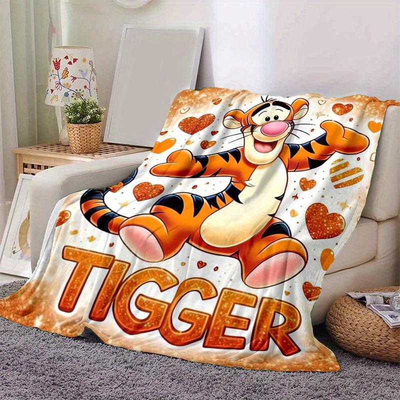 1pc. Cute Tigger Cartoon Blanket, Soft Tiger Pattern Throw for Home Decor, Gift Idea, Soft Flannel Throw Blanket, Versatile & Cozy for Bedroom, Suitab