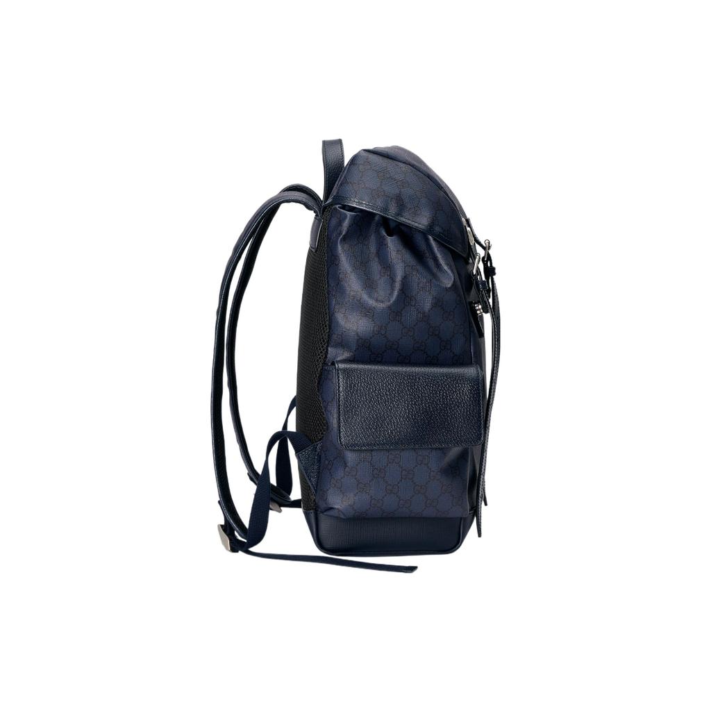 Gucci Ophidia Logo Large Capacity Canvas And Leather Backpack Men Backpacks Blue Black 598140-FABHU-8442