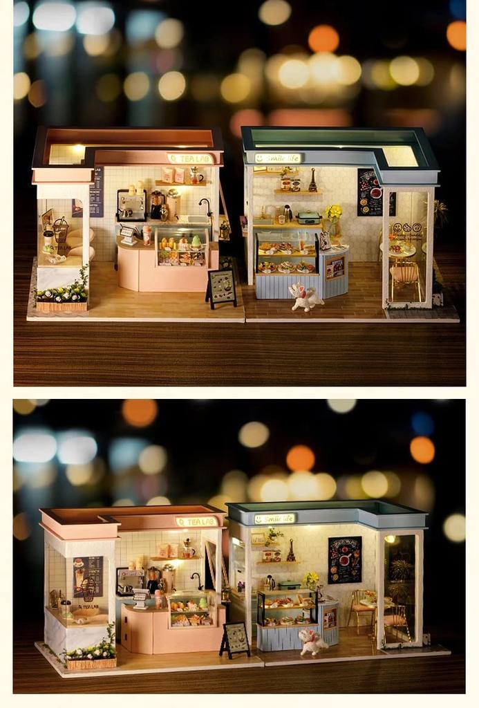 Dollhouse Handmade Kit Set Miniature SHOP SERIES of 2 Pink (t-FREAK) (Set + Blue)