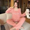 Милый женский пижамный комплект на весну и осень - хлопок 65/35, стиль INS Princess, длинные рукава и брюки, можно носить на открытом воздухе, легкая домашняя одежда.