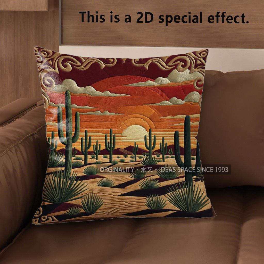 D Southwestern Desert Sunset Boho Pillow Covers Pattern Cushion Cover Suitable For Sofa Bedroom Car Pillow Cover