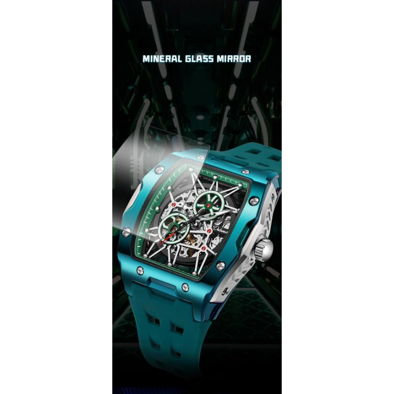 Dulunwe Мужские автоматические механические часы в форме винной бочки, роскошные светящиеся водонепроницаемые модные креативные крутые часы