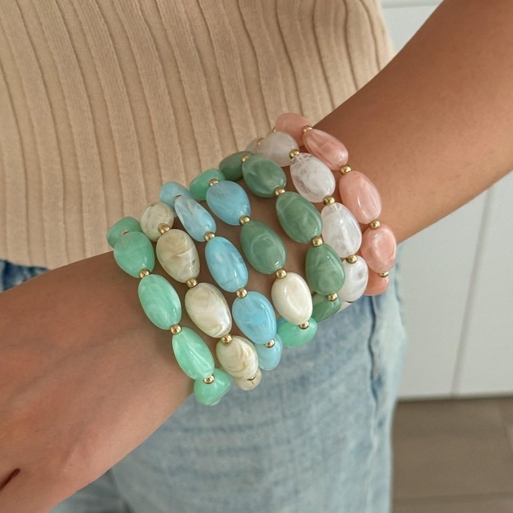 4Pcs Stackable Beads Bracelet Set Multicolor Cuff Bracelet Set New Round Bangles Women