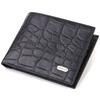 Men's Horizontal Wallet Without a Fastener Made of Genuine Leather with Crocodile Effect CANPELLINI 21766 Black