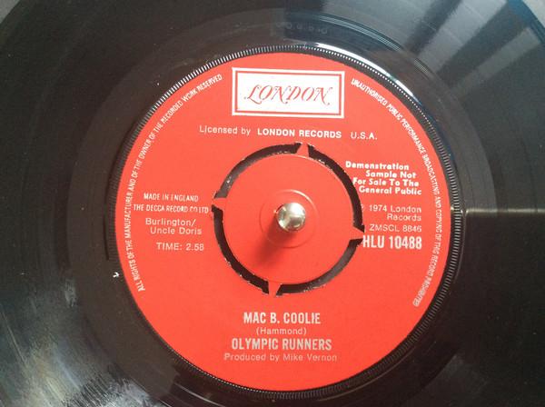7-дюймовая пластинка OLYMPIC RUNNERS - Drag It Over Here HLU10488PROMO London Records 1975 UK Соул/Фанк Б/У