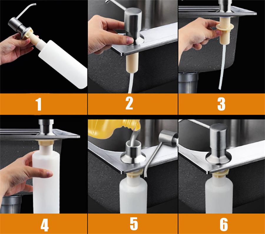 Дозатор мыла из нержавеющей стали 300 мл, кухонная мойка, мыло для рук, бутылка с помпой для жидкого мыла