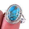 Кольцо из чистого серебра 925 пробы с натуральным бирюзовым медным камнем S.10 y7U36