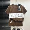 Летний детский костюм с коротким рукавом в полоску для девочек и мальчиков, летние топы, короткие, детская одежда, детская одежда