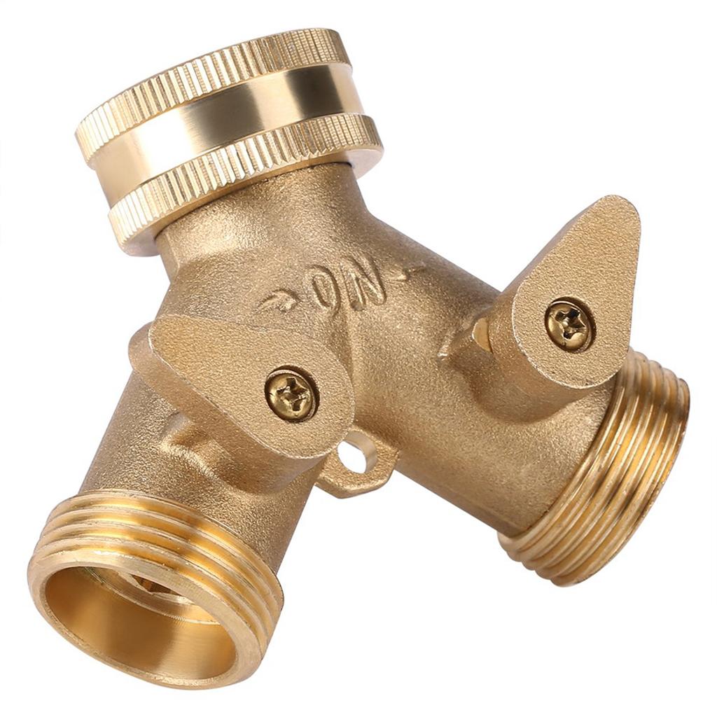 3/4 Inch Brass 2 Way Valve Splitter Hose Pipe Tap Connectors for Garden Irrigation